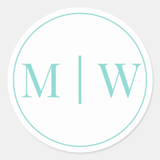 Simple Couple Wedding 2 Initial Mon VS DIY Colours Classic Round Sticker (Front)