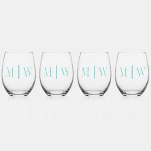 Simple Couple Wedding 2 Initial Mon VS DIY Colours Stemless Wine Glass