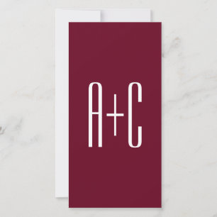 Simple Couples Initials   White & Burgundy