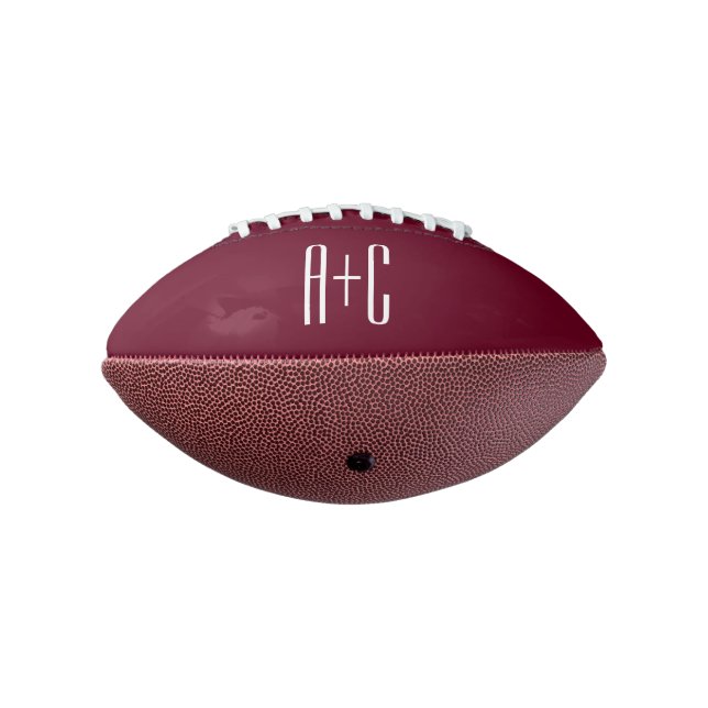 Simple Couples Initials | White & Burgundy American Football (Rotated 270)