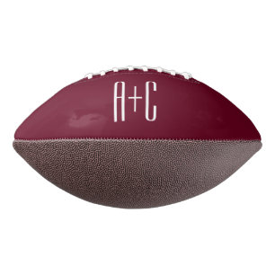 Simple Couples Initials   White & Burgundy American Football