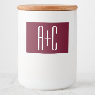 Simple Couples Initials   White & Burgundy Food Label