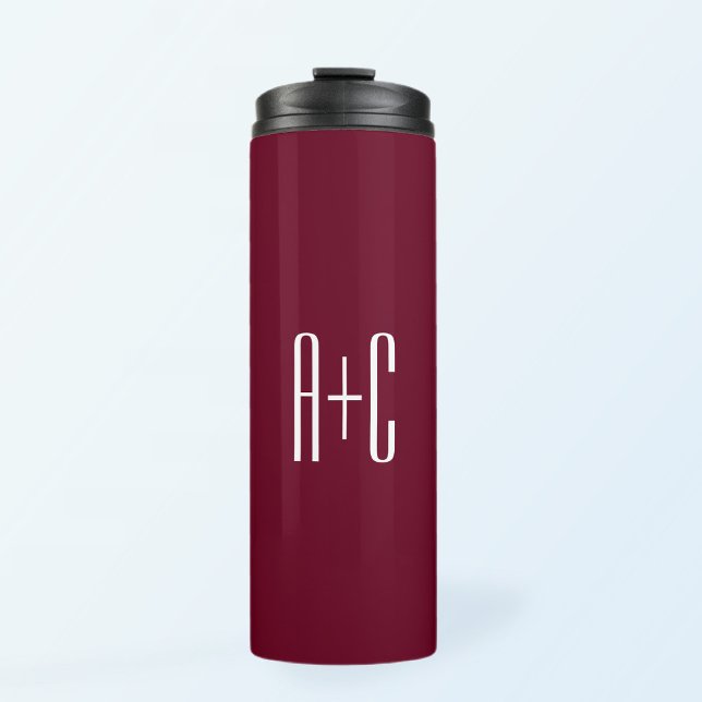 Simple Couples Initials | White & Burgundy Thermal Tumbler (Creator Uploaded)