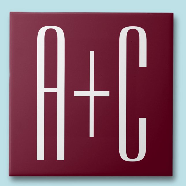 Simple Couples Initials | White & Burgundy Tile (Creator Uploaded)