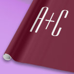 Simple Couples Initials | White & Burgundy Wrapping Paper<br><div class="desc">Classy,  bold & modern.</div>