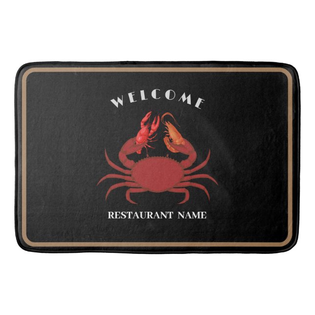 Simple crab shrimp seafood Restaurant logo name Bath Mat (Front)