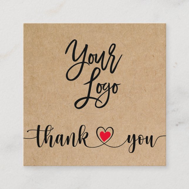 simple craft thank you for your order your logo square business card (Front)