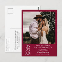Simple Cranberry Red Wedding Save the Date Photo