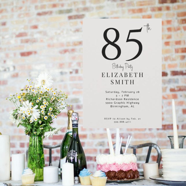 Simple Cream 85th Birthday Party  Invitation (Creator Uploaded)