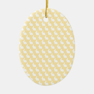 Simple Cream and White Easter Bunny Ceramic Tree Decoration