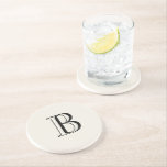 Simple Cream & Black Monogram Cream Coaster<br><div class="desc">Cream and black Monogram Cream background stone coaster. Monogram gift.</div>