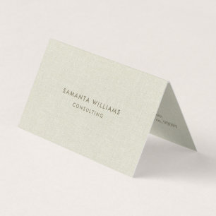 Simple Cream Colour Natural Linen Texture Print Business Card