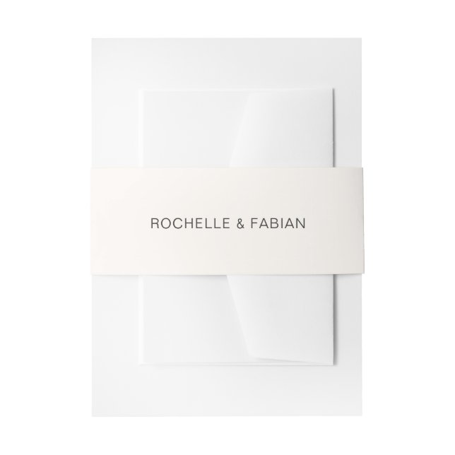 Simple Cream Elegant Wedding Invitation Belly Band (Front Example)