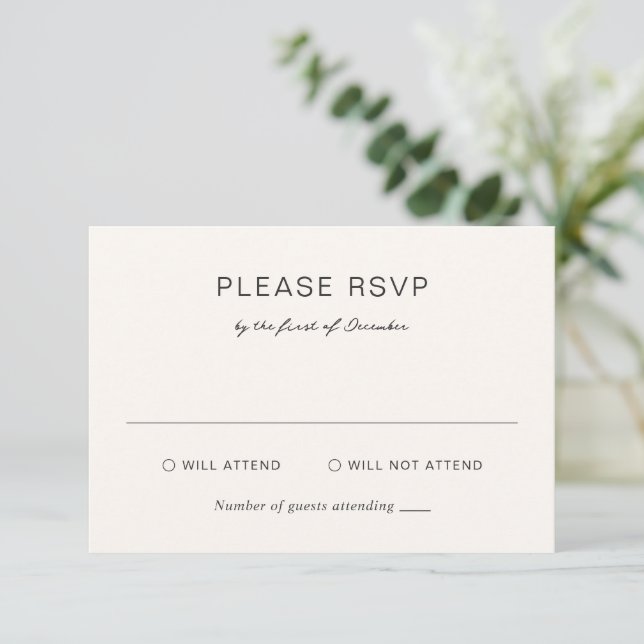 Simple Cream Elegant Wedding RSVP Card (Standing Front)