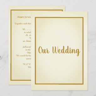 SIMPLE CREAM GOLD BORDER Wedding Invitation