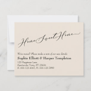 Simple Cream Home Sweet Home New Address Card