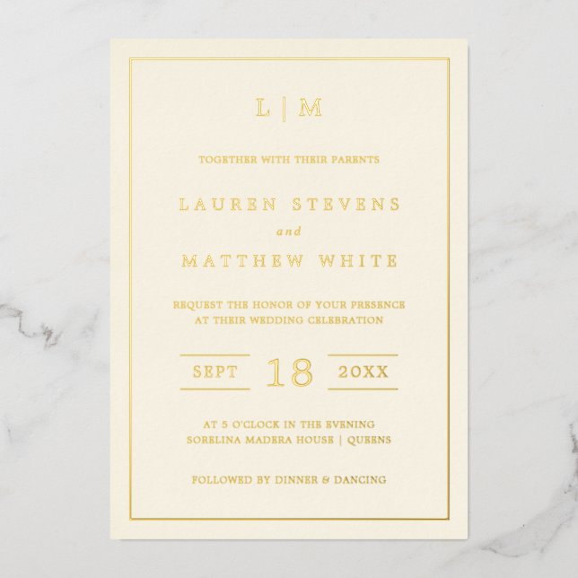 Simple Cream Monogram Elegant Wedding (Front)