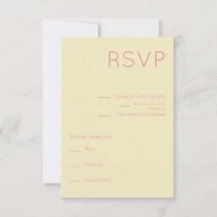 Simple Cream & Pink Mid Century Modern Wedding RSVP Card
