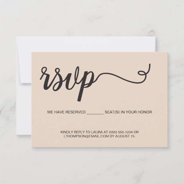 Simple cream RSVP without mailing Reserved Seat (Front)