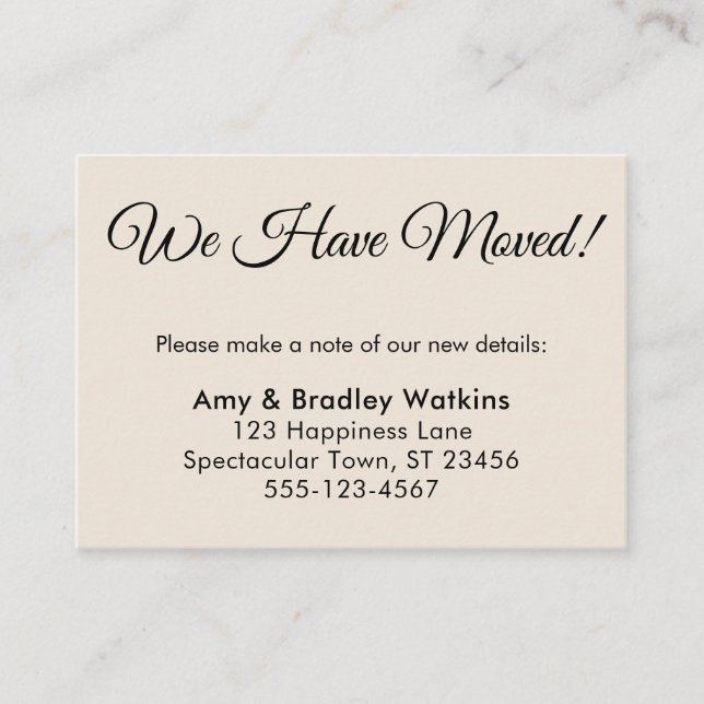 Simple, Cream We Have Moved Change of Address Enclosure Card (Front)