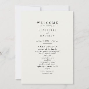 Simple Cream Wedding Program Invitation