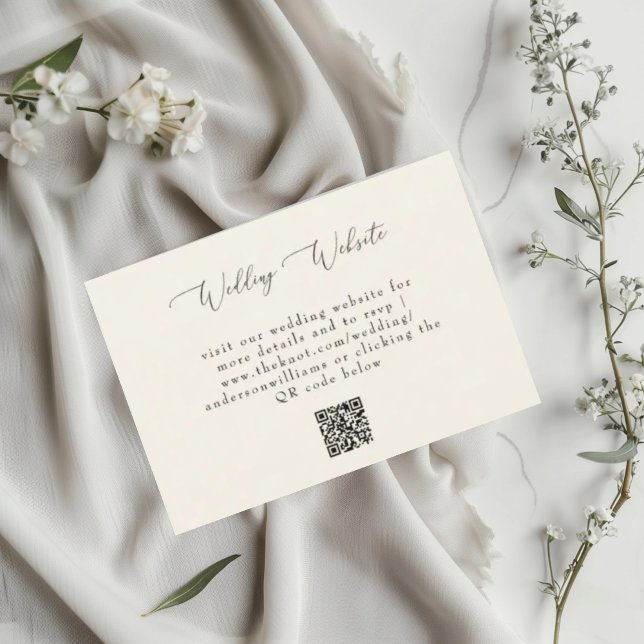 Simple Cream Wedding QR Code Website RSVP Card (Creator Uploaded)