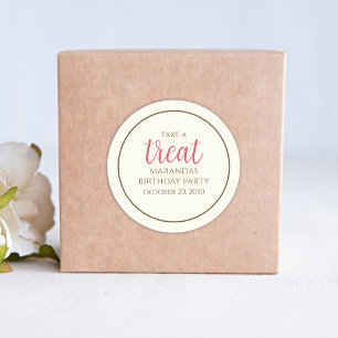 Simple Cream Whimsical Script Fun Cute Party Treat Classic Round Sticker