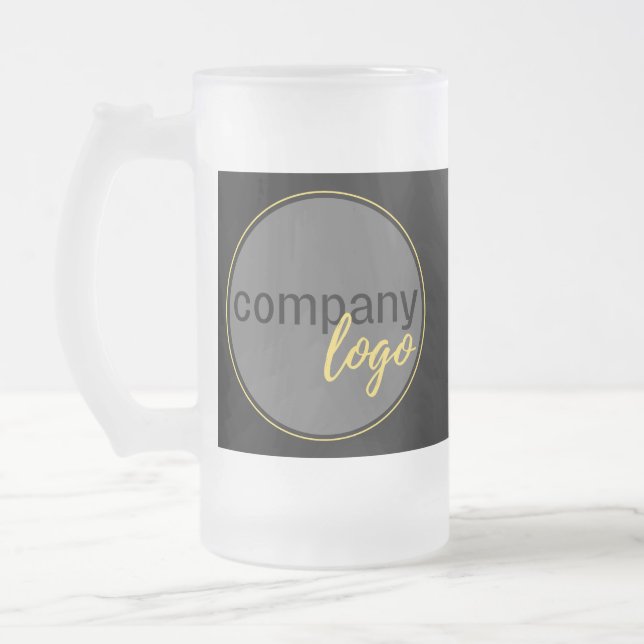 SIMPLE CREATE YOUR OWN BUSINESS LOGO COMPANY BRAND FROSTED GLASS BEER MUG (Left)