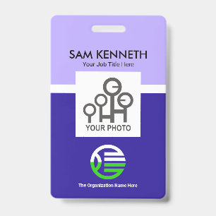 Simple Creative Blue Column Company Photo Template ID Badge