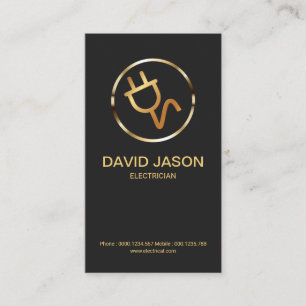 Simple Creative Metallic Power Point Electrician Business Card