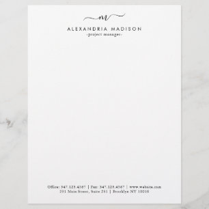 Simple Creative Professional Modern Monogram Custom Letterhead