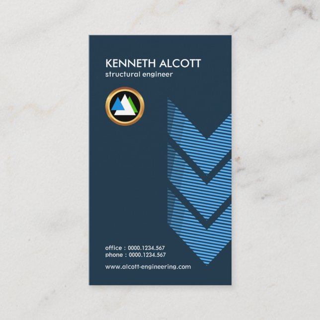 Simple Creative Structural Arrow Lines Engineer Business Card (Front)