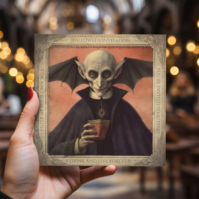 Simple Creepy Vintage Dracula Halloween Invitation (Creator Uploaded)