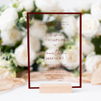 Simple Crimson Red Border Script Wedding