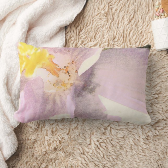 Simple Crocus Flower Watercolor Art Lumbar Cushion (Blanket)