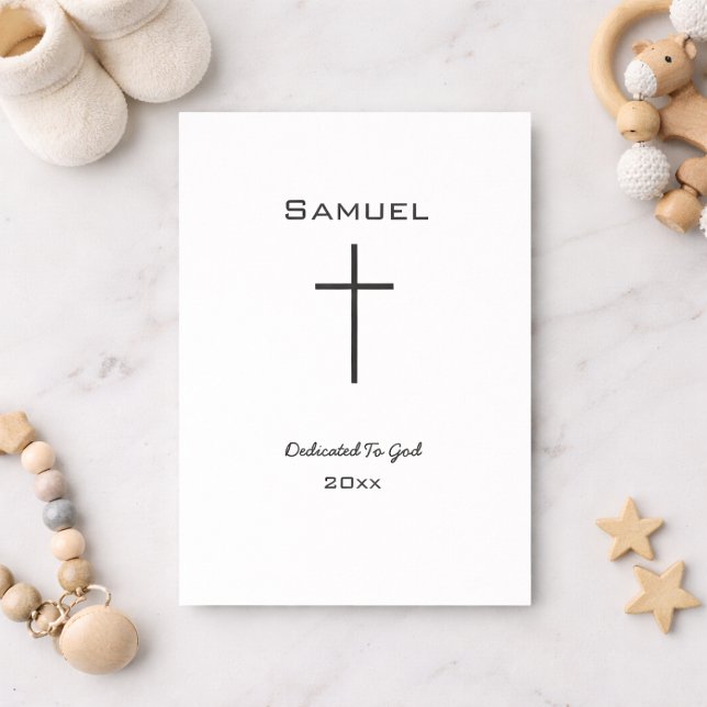 Simple Cross Baby Dedication Black and White Card (Creator Uploaded)
