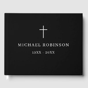 Simple Cross Celebration of Life Funeral Memorial  Guest Book