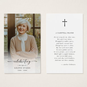 Simple Cross Funeral Memorial Photo Prayer Card