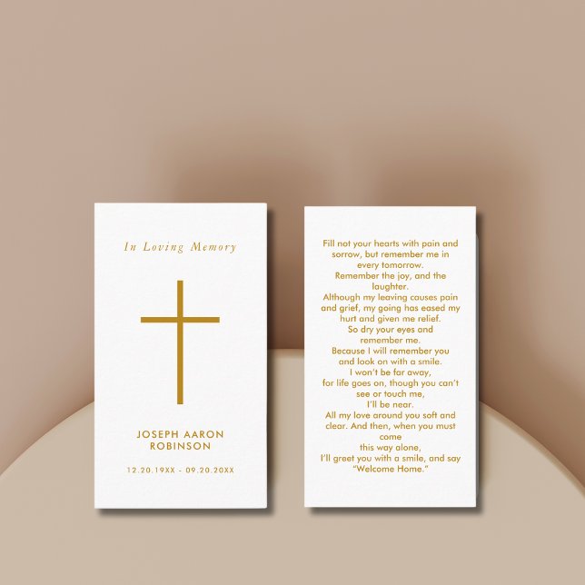 Simple Cross Funeral Memorial Prayer Card (Creator Uploaded)