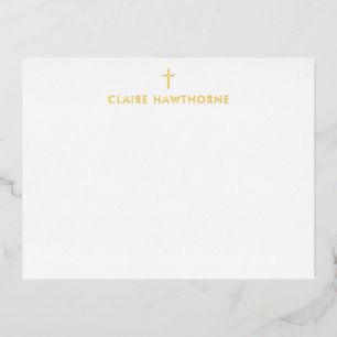 Simple Cross Gold Foil Note Card