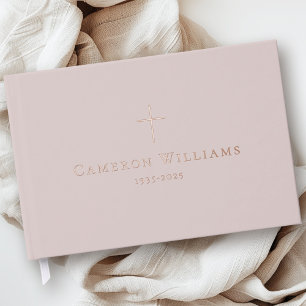 Simple cross loving memory funeral memorial guest book