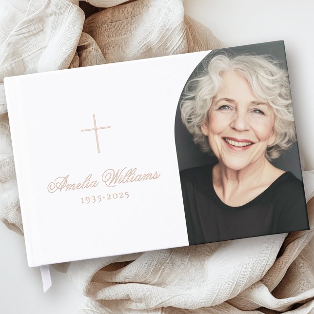 Simple cross loving memory funeral memorial photo guest book (Simple cross loving memory funeral memorial photo guest book)