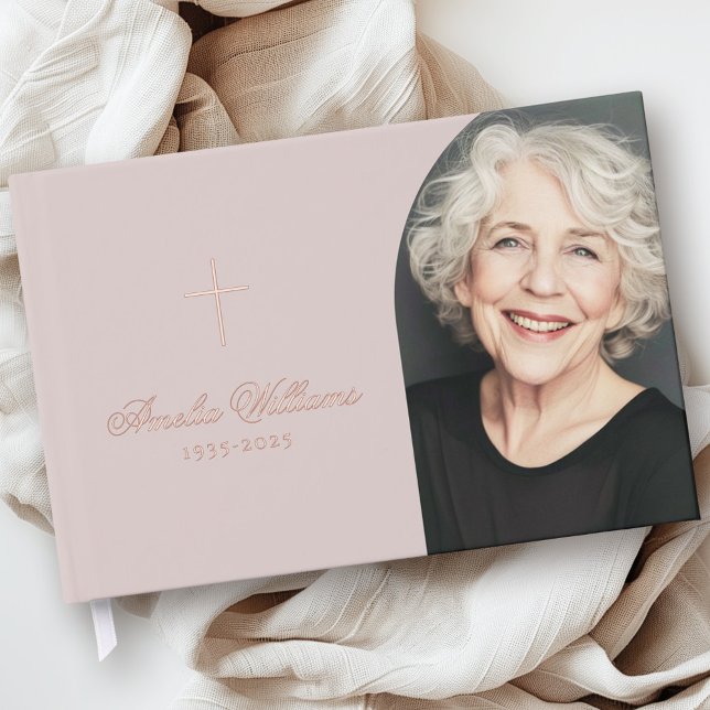 Simple cross loving memory funeral memorial photo guest book (Simple cross loving memory funeral memorial photo guest book)