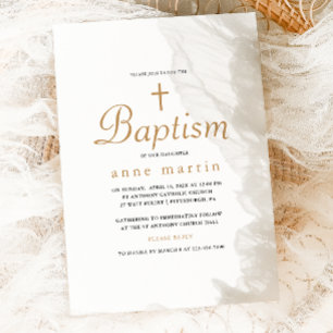 Simple Cross Minimalist Baptism Invitation