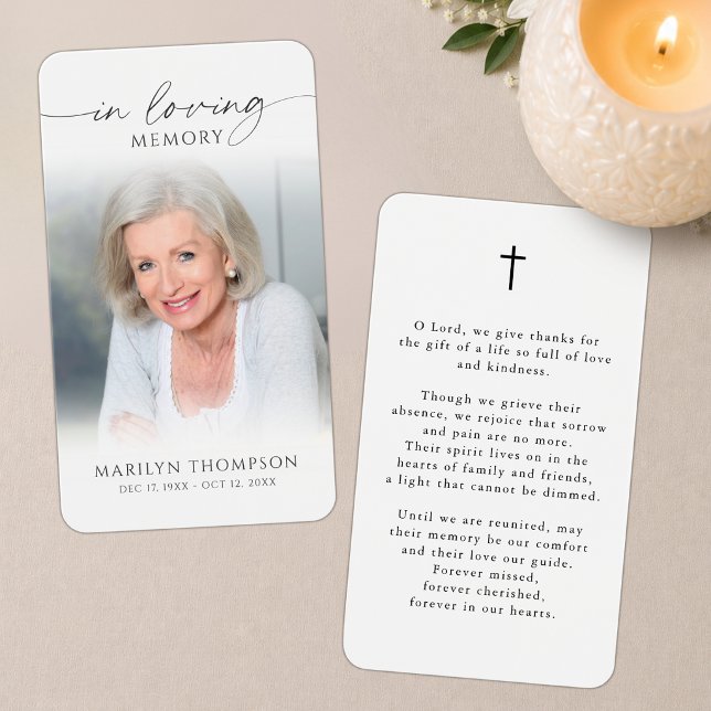 Simple Cross Photo Funeral Funeral Prayer Card (Creator Uploaded)