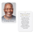 Simple Cross Photo Funeral Memorial Prayer Card 