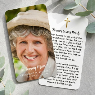 Simple Cross & Photo Funeral Memorial Prayer Card