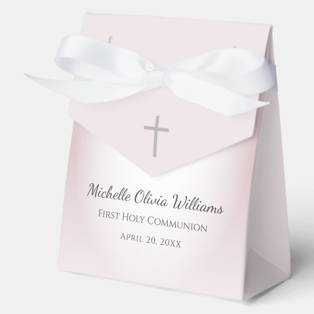Simple Cross Rose Gold First Communion Celebration Favour Box (Front)
