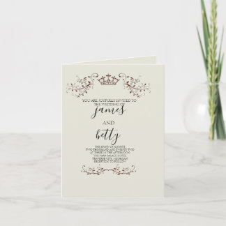 Simple Crown Minimalist Wedding Folded Invitation