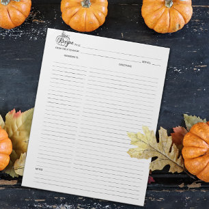 Simple Culinary Recipe Notepad